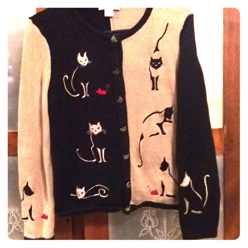 Christopher & Banks Cat Cardigan, Small